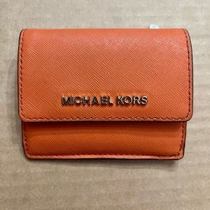 Michael Kors Jet Set Travel Leather Card Case ID Key Holder Wallet